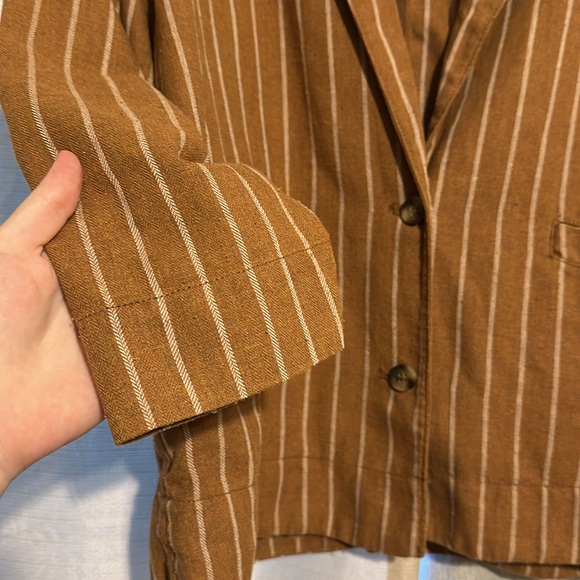 Free People Twill Cotton Herringbone Slouchy Blazer | Women’s Small - Picture 6 of 8
